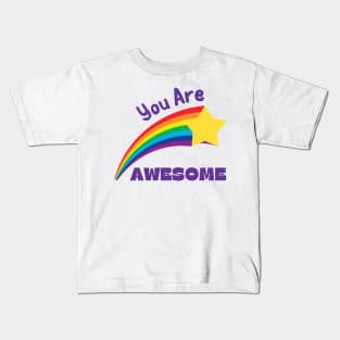 Cute You Are Awesome Rainbow Shooting Star Kids T-Shirt